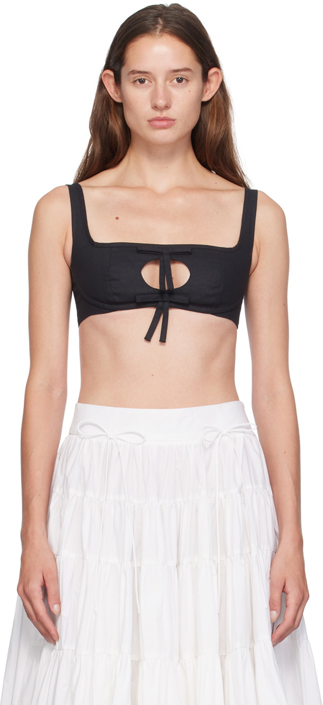 Sandy Liang Black Recess Tank Top