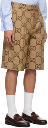 Gucci Beige & Brown Jumbo GG Shorts