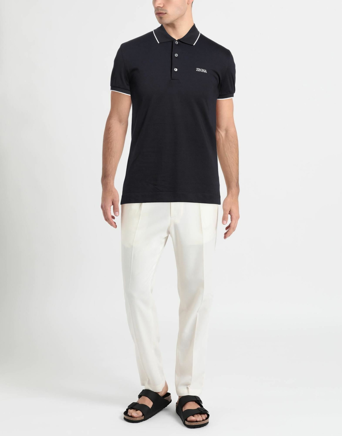 Zegna Mens Polo shirt Midnight in Blue