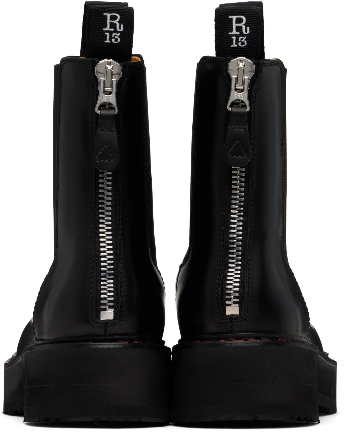R13 Black Single Stack Chelsea Boots