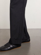 ATON - Wide-Leg Cotton-Blend Gabardine Drawstring Trousers - Black