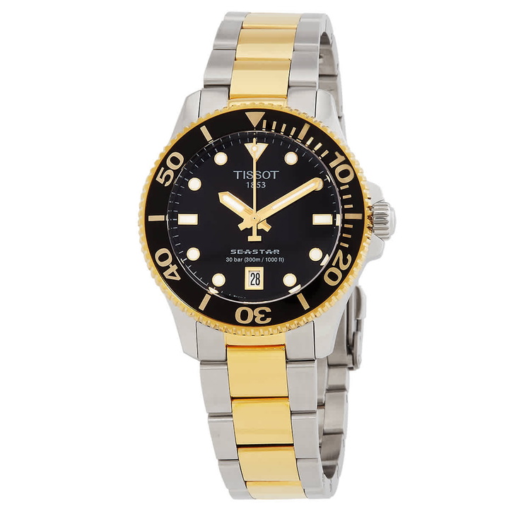 Photo: Tissot Seastar Quartz Black Dial Unisex Watch T1202102205100