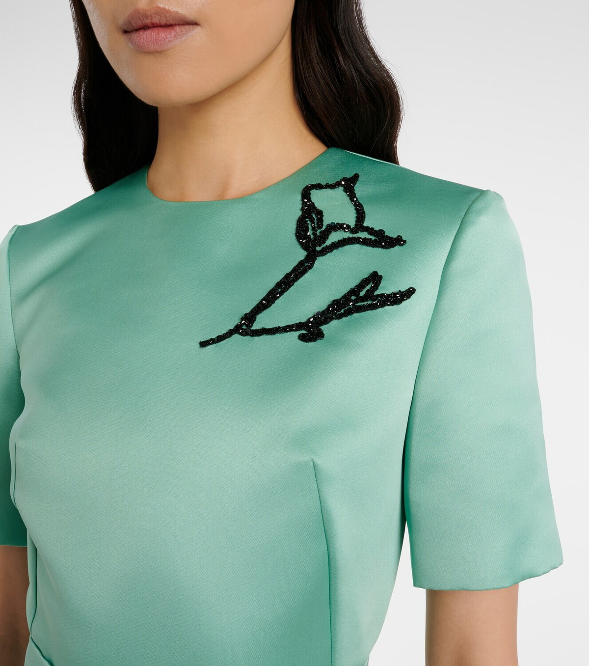 Erdem Floral belted duchesse satin midi dress