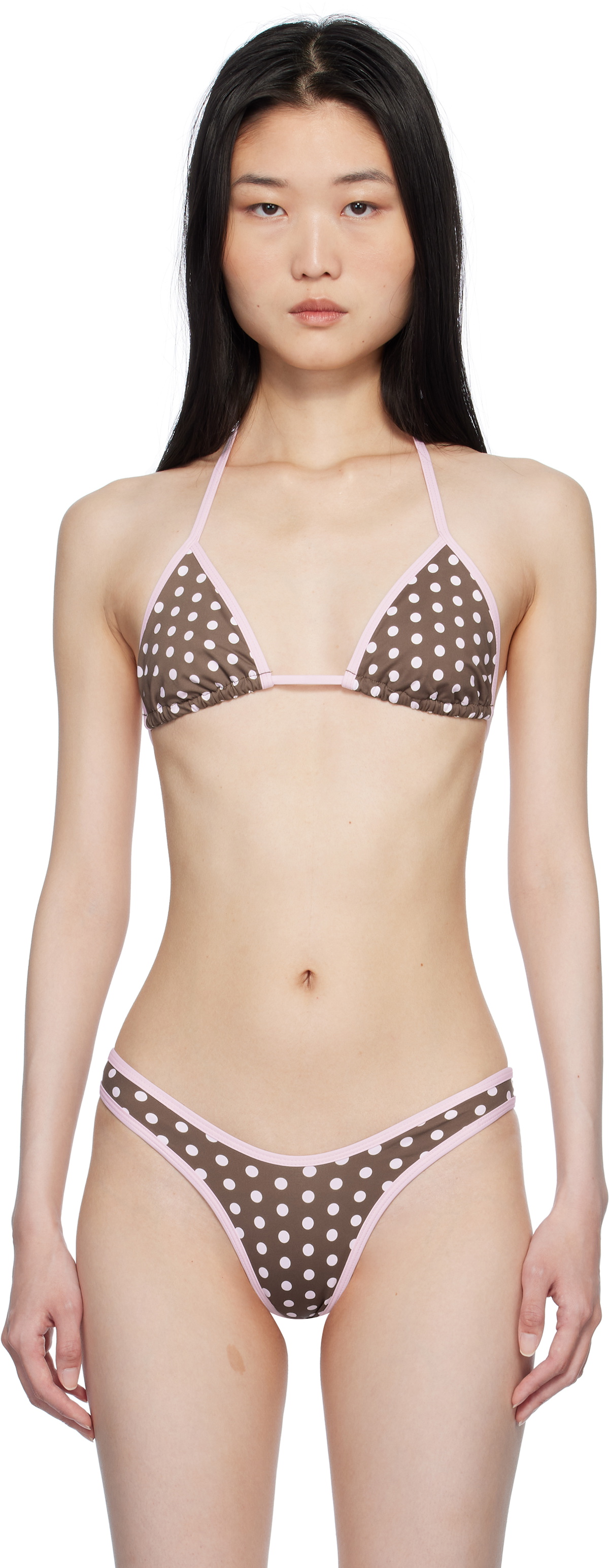 Frankies Bikinis Brown & Pink Nick Skimpy Triangle Bikini Top Frankies  Bikinis