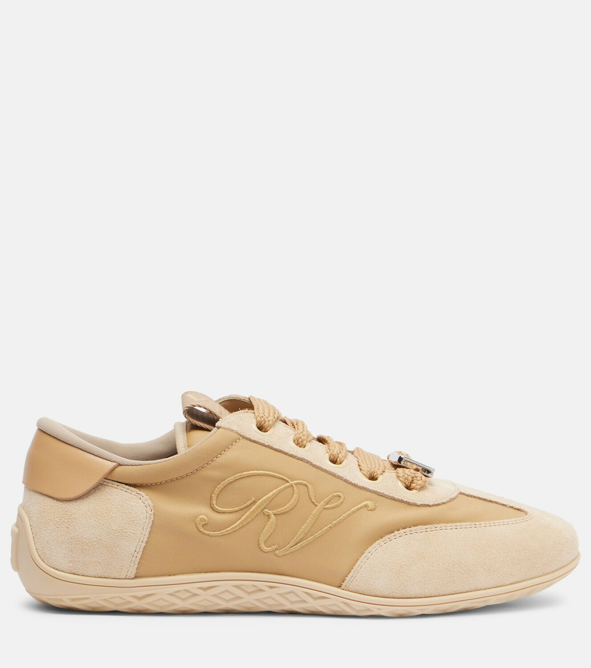 Roger Vivier Viv Low leather-trimmed satin sneakers