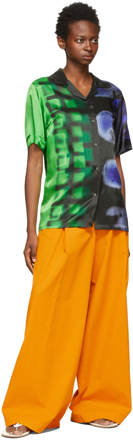 Dries Van Noten Black & Green Len Lye Edition Satin Printed Short