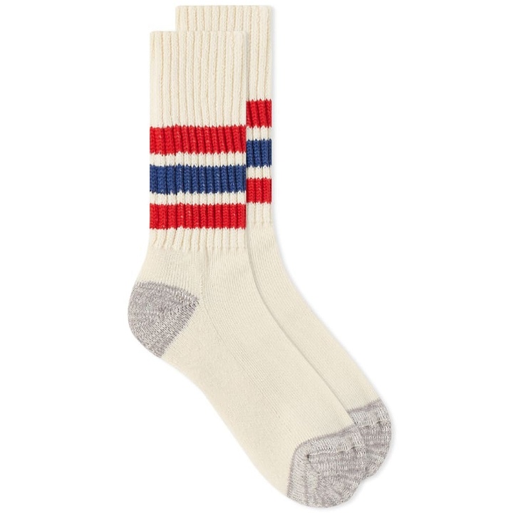 Photo: RoToTo Coarse Ribbed Old School Crew Sock in Chili Red/Blue