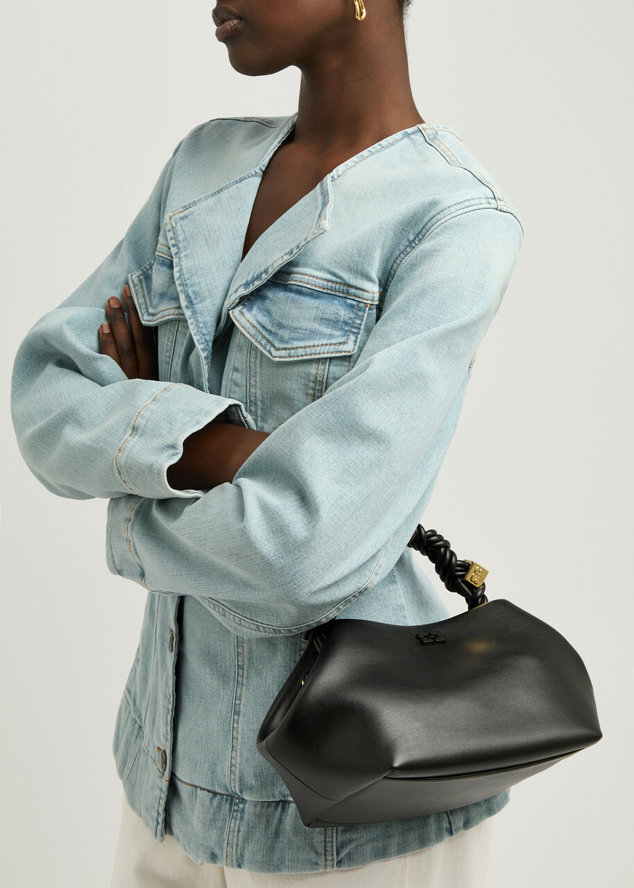 Ganni Bou Small Leather top Handle bag - Black - One Size GANNI