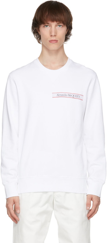 Photo: Alexander McQueen White Selvedge Logo Tape Sweatshirt