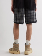 Acne Studios - Rong Logo-Appliquéd Checked Organic Cotton-Flannel Drawstring Shorts - Black