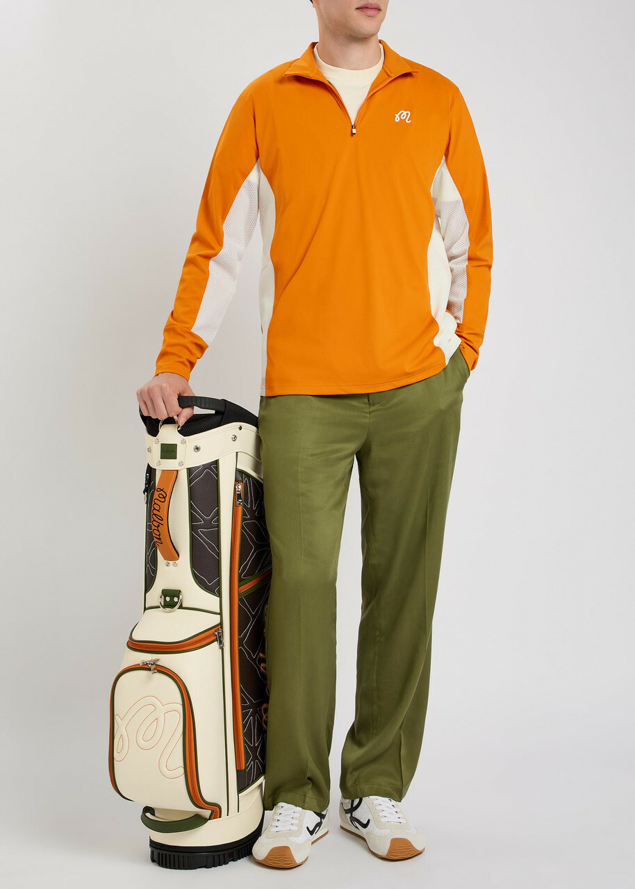 Malbon Santiago Logo Half-zip Stretch-jersey Mid-layer Jacket Orange