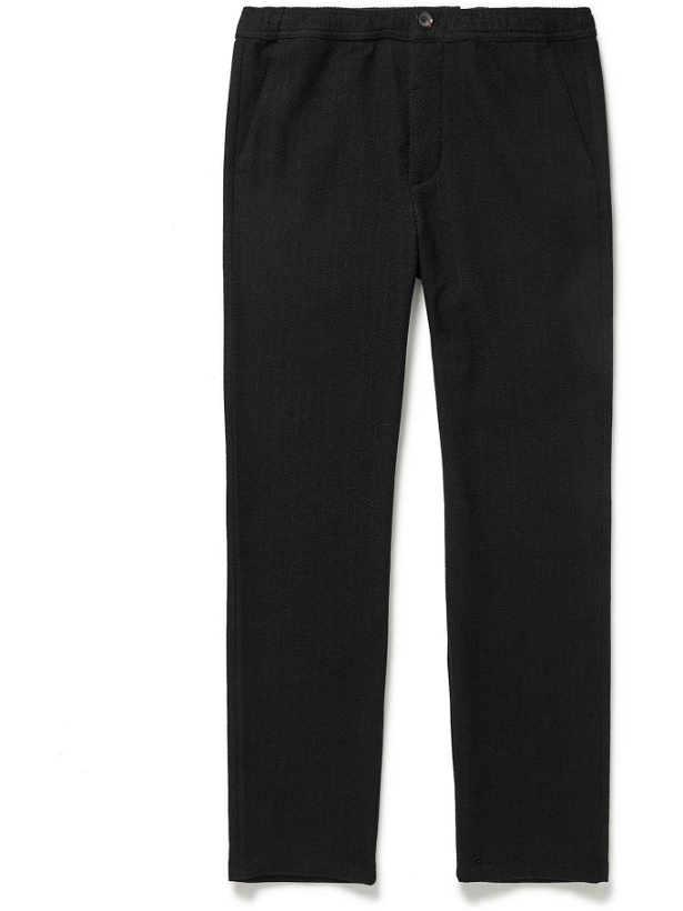 Photo: Oliver Spencer - Herringbone Virgin Wool and Cotton-Blend Drawstring Trousers - Gray