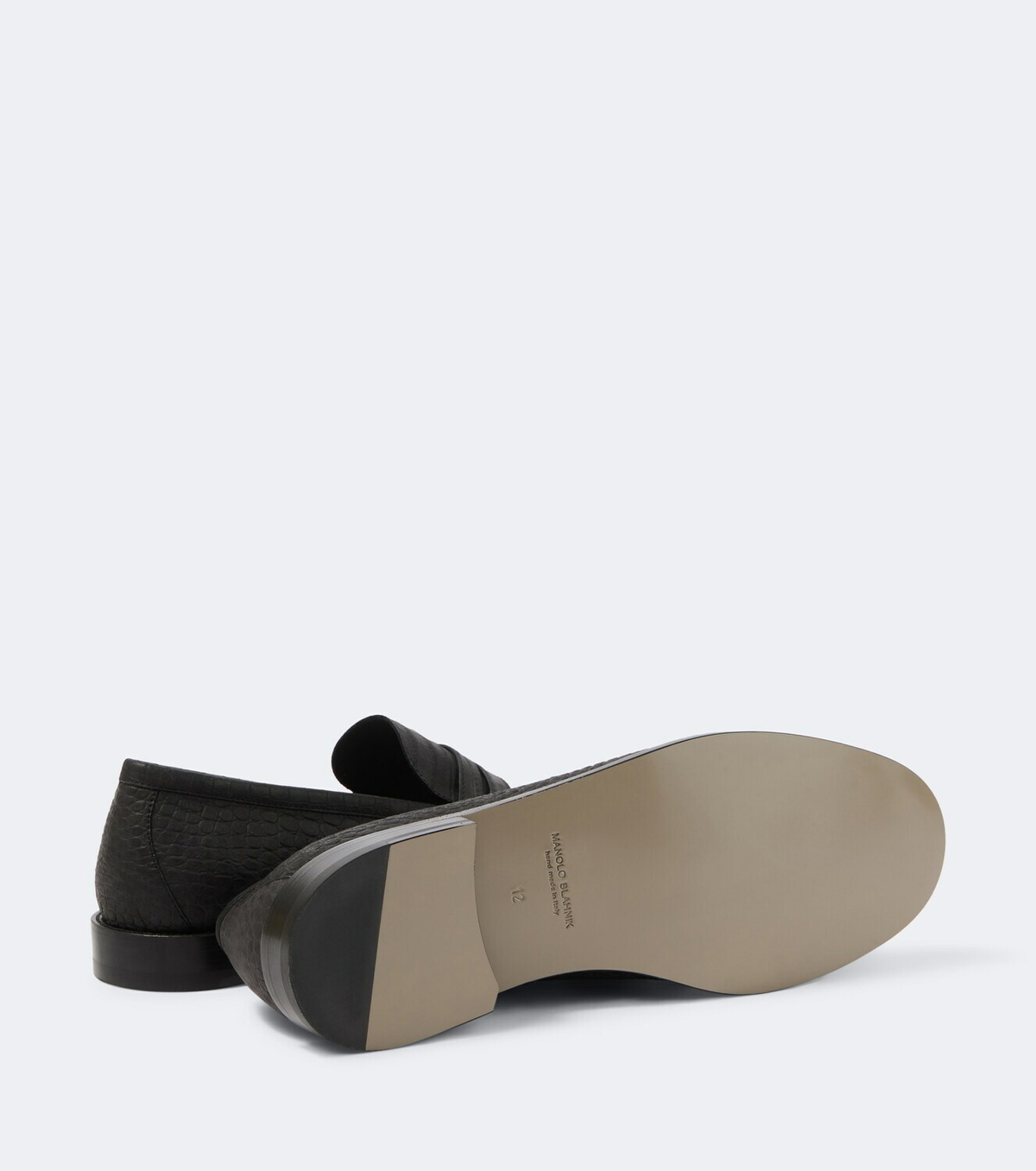 Manolo Blahnik Croc-effect leather penny loafers