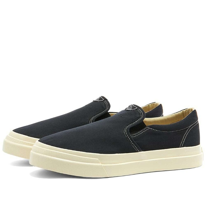 Photo: Stepney Workers Club Men's Lister Canvas Slip On Sneakers in Black