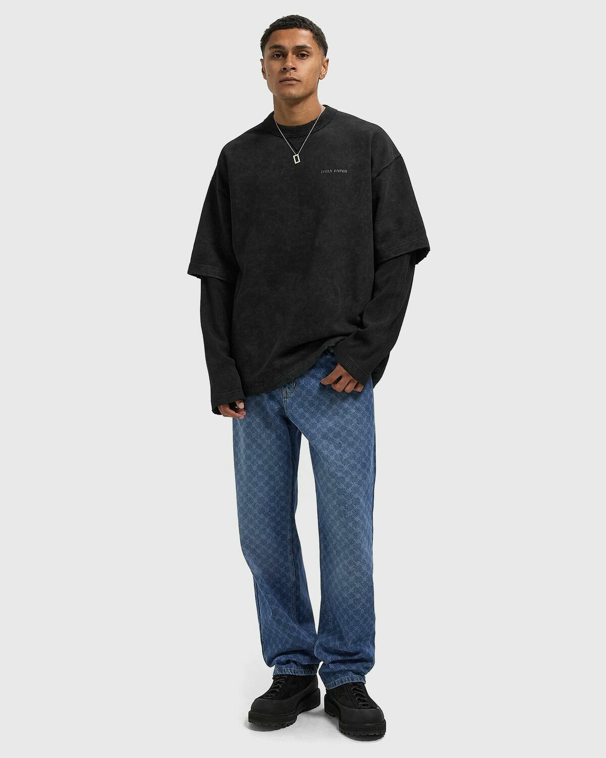 Daily Paper Layered ls t-shirt Black Mens Longsleefe