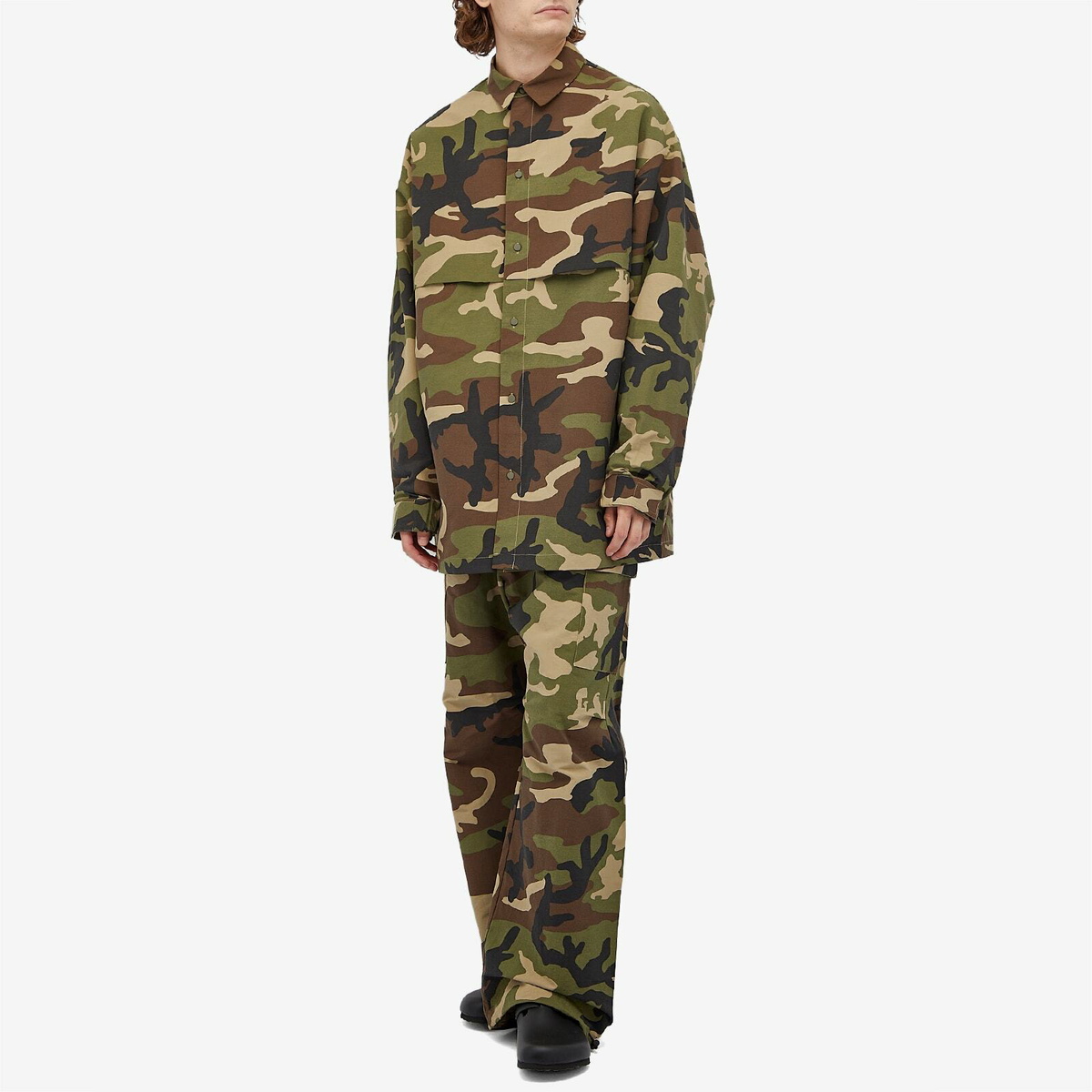 Fear of God ESSENTIALS Men's Military Nylon Overshirt in Woodland Camo