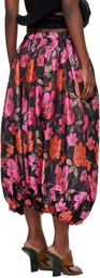 Comme des Garçons Comme des Garçons Black & Pink Jacquard Floral Pattern Trousers