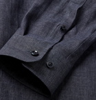 Hugo Boss - Jordi Grandad-Collar Linen Shirt - Blue