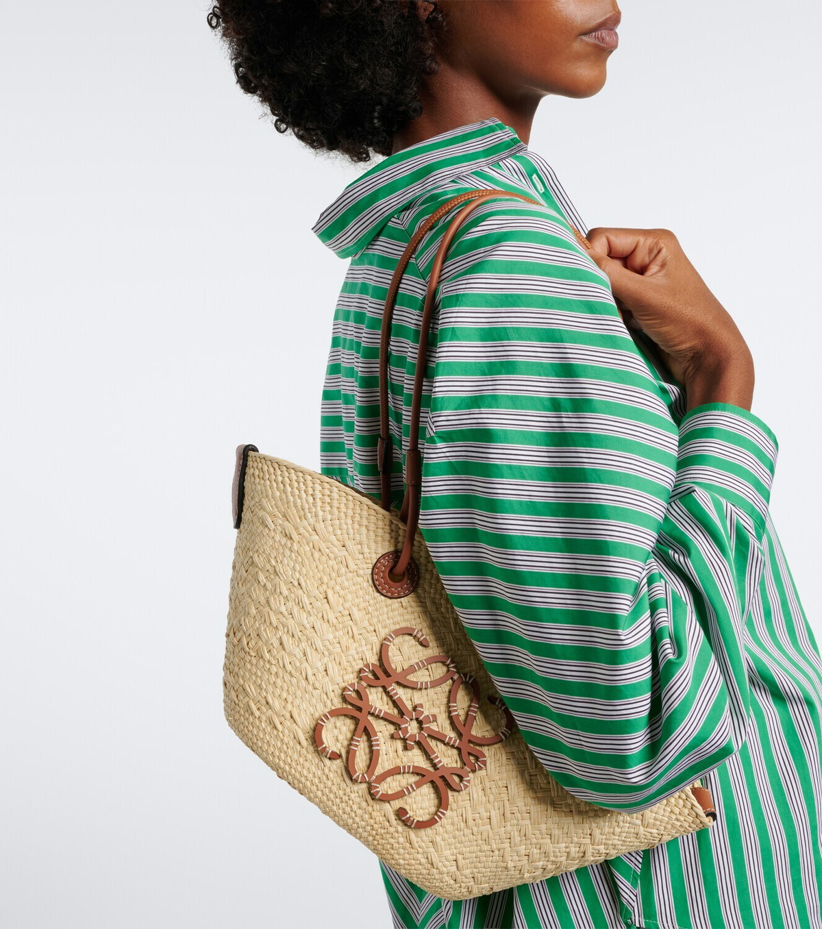 Loewe Anagram Small leather-trimmed basket bag
