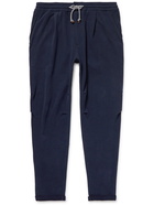 Brunello Cucinelli - Tapered Pleated Cotton-Jersey Sweatpants - Blue