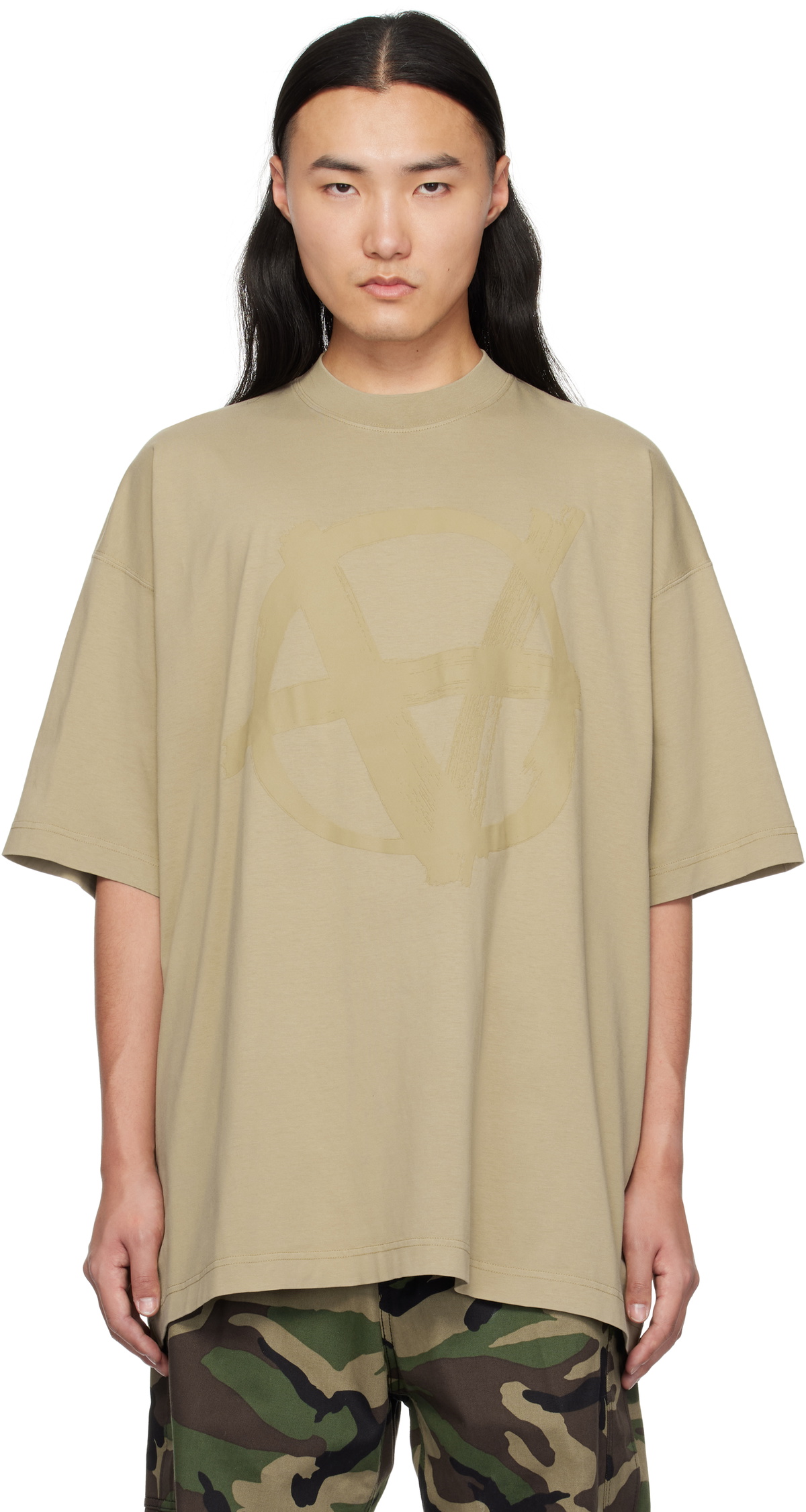 VETEMENTS Taupe Double Anarchy T-shirt Vetements