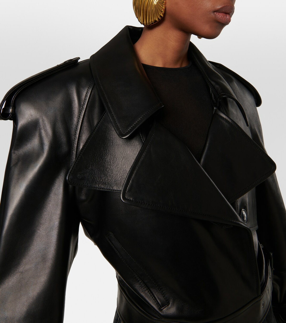 Saint Laurent - Cropped leather biker jacket Saint Laurent