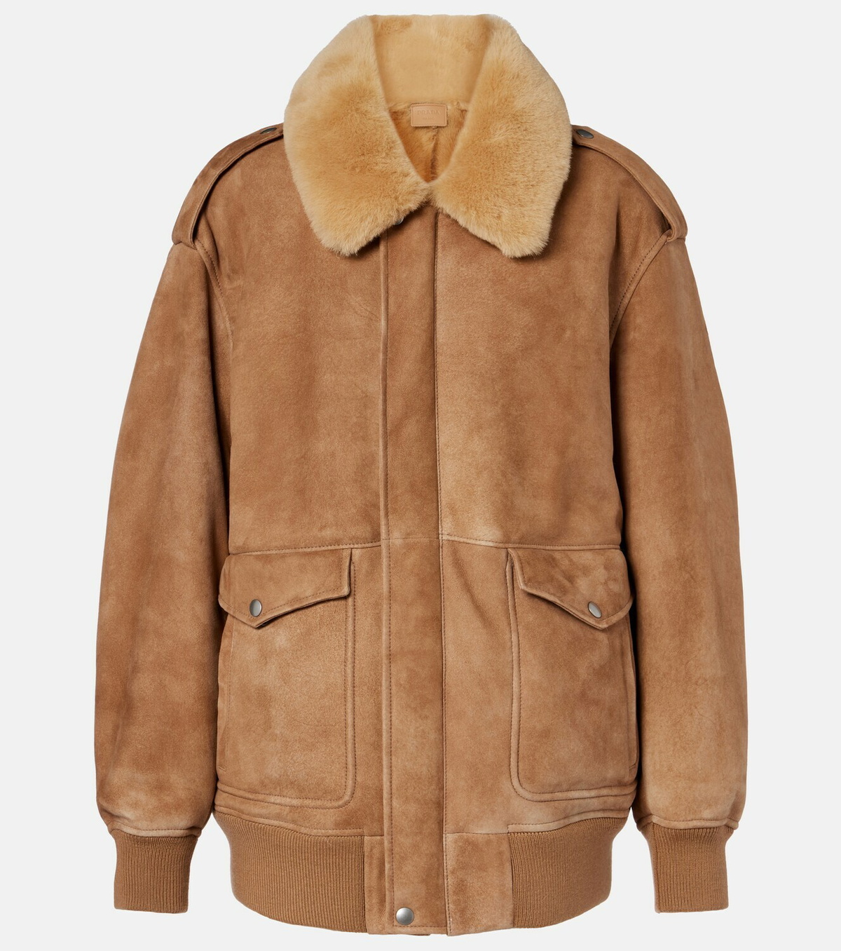 Prada Shearling-trimmed suede jacket