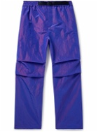 Burberry - Belted Logo-Embroidered Iridescent Shell Trousers - Purple