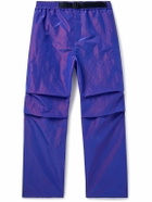 Burberry - Belted Logo-Embroidered Iridescent Shell Trousers - Purple