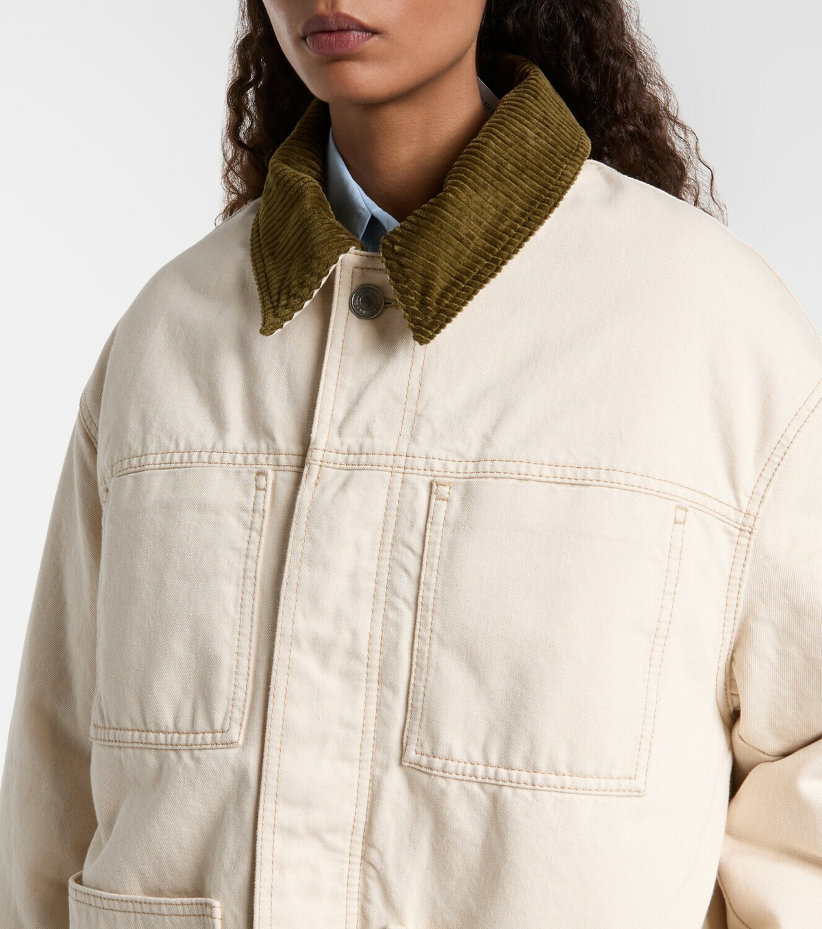 Ami Paris Corduroy-trimmed cotton twill field jacket