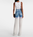 Nensi Dojaka Paneled high-rise tulle wide-leg jeans