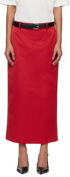 The Frankie Shop Red Alrose Satin Midi Skirt