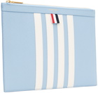 Thom Browne Blue Small Pebble Grain 4-Bar Pouch