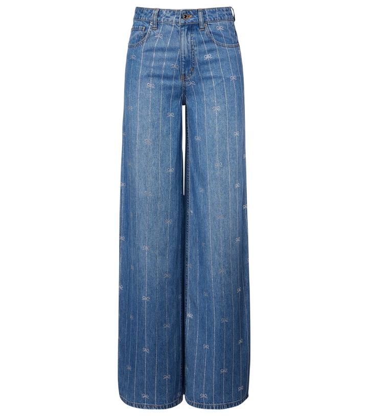 Photo: Self-Portrait Striped wide-leg jeans