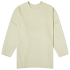 Homme Plissé Issey Miyake Men's Pleated Long Sleeve T-Shirt in Light Jade Green