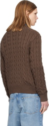 Polo Ralph Lauren Brown Cable-Knit Cotton Sweater