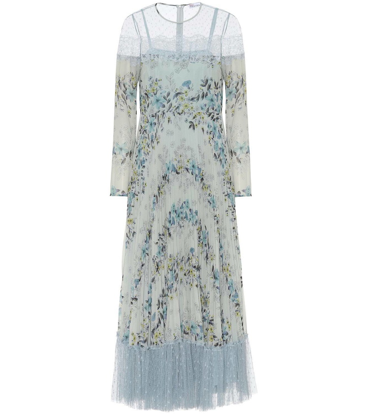 Photo: REDValentino Tulle-trimmed floral midi dress