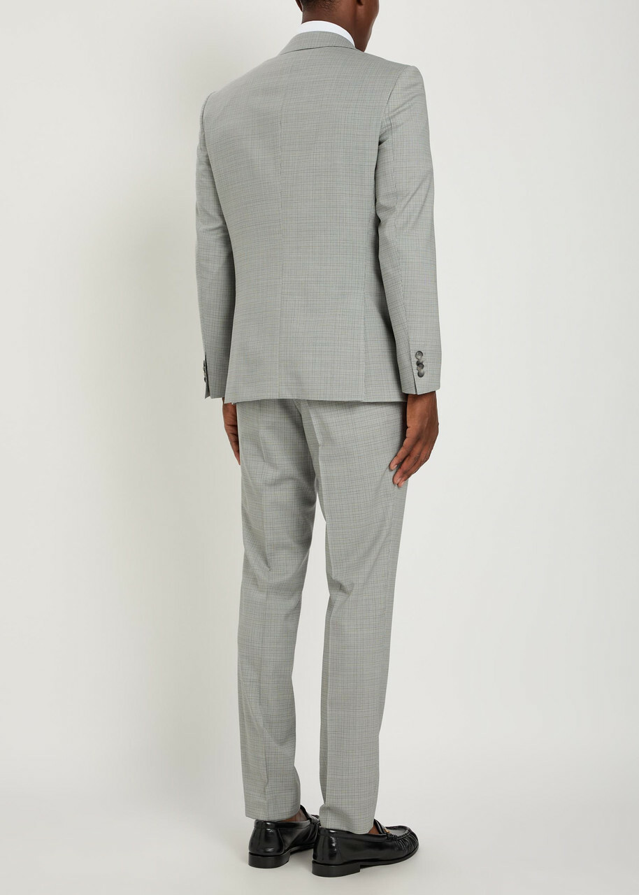 Boss Houndstooth Stretch-wool Suit Grey