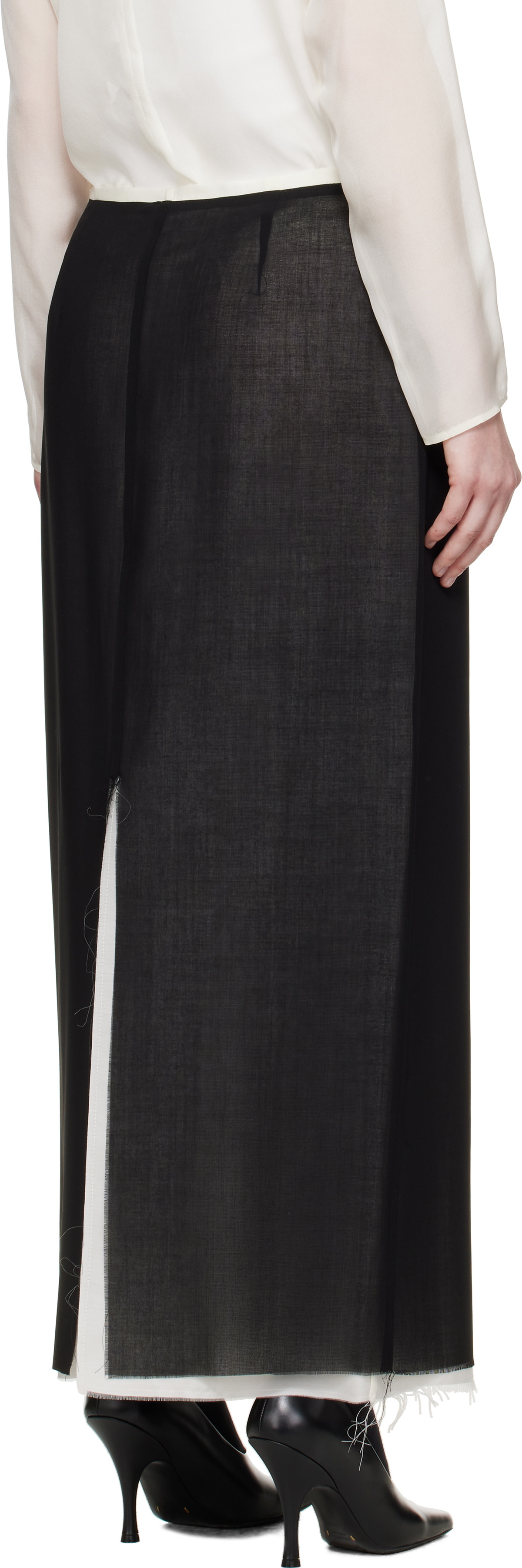La Collection Black Alvida Raw Midi Skirt