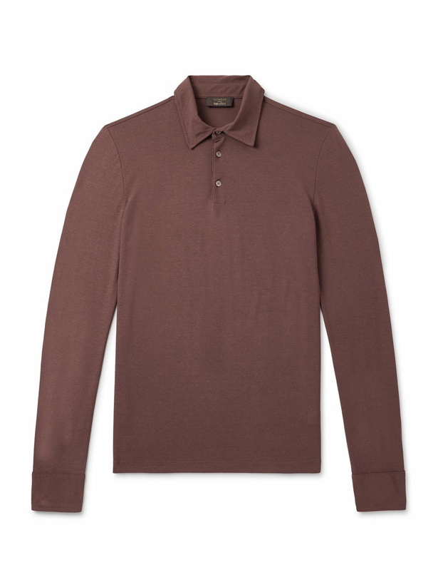 Photo: Incotex - Zanone Slim-Fit IceCotton Polo Shirt - Brown