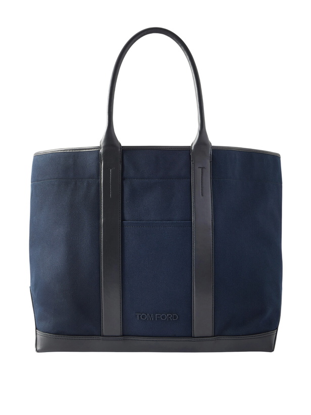 Photo: TOM FORD - Leather-Trimmed Canvas Weekend Bag