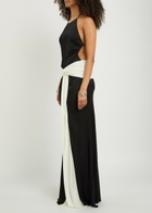 The New Arrivals Ilkyaz Ozel Euphorie Colour-block Ruched Stretch-jersey Maxi Dress Black And White