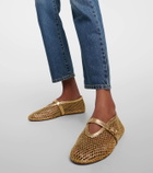 Alaïa Fishnet metallic leather ballet flats