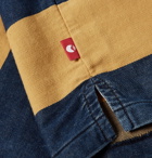 Beams - Chambray-Trimmed Striped Cotton-Twill Polo Shirt - Men - Mustard
