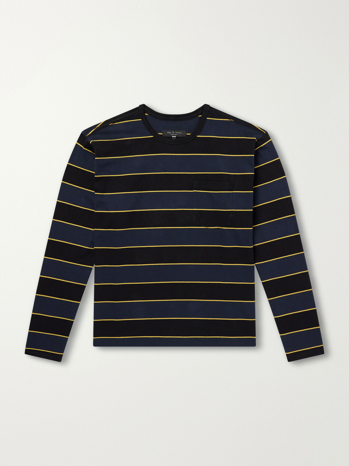 Rag & Bone - Striped Cotton-Jersey T-Shirt - Blue