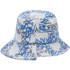 JW Anderson Men's Asymmetric Bucket Hat in Off White/Blue