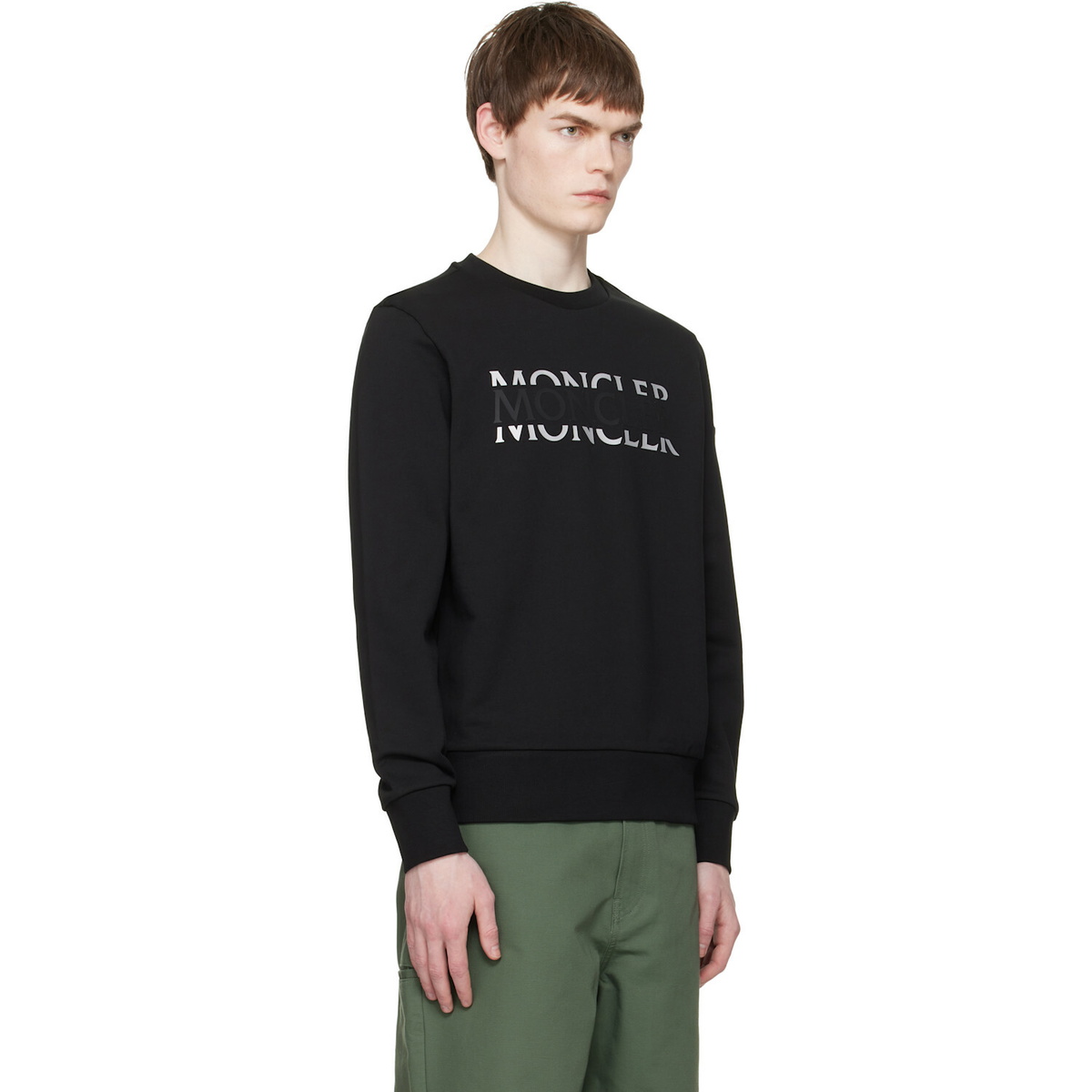 Moncler Black Logo Cotton Jersey Long Sleeve Sweatshirt