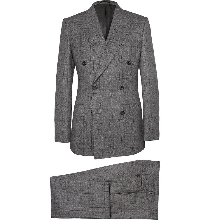 Photo: Kingsman - Grey Double-Breasted Glen Check Suit - Gray