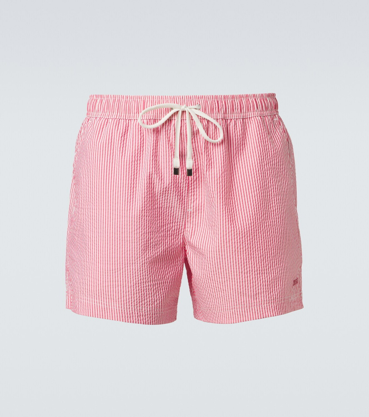 Zegna Striped seersucker swim trunks