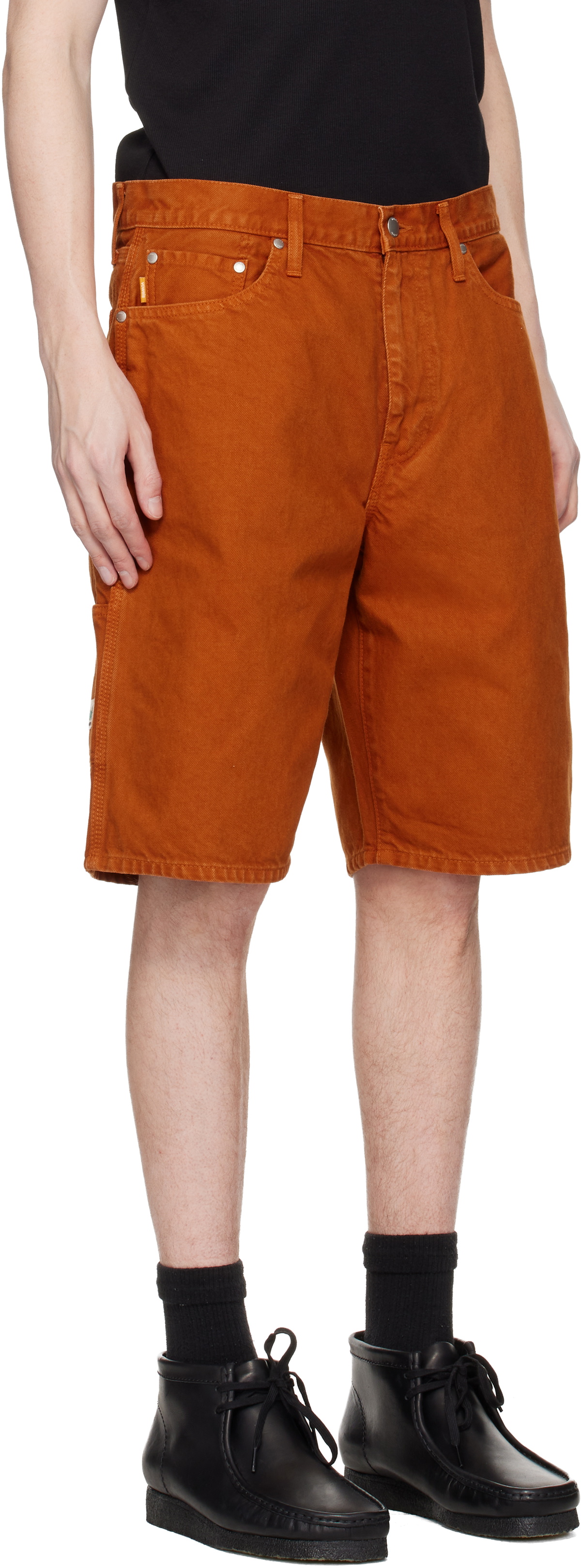 vowels Orange Overdyed Painter Shorts